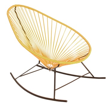 Fauteuil à bascule ACAPULCO de Boqa avec structure noire, Moutarde