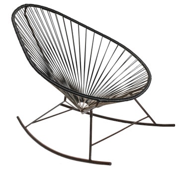 Fauteuil à bascule ACAPULCO de Boqa avec structure noire, Noir