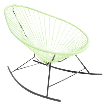 Fauteuil à bascule ACAPULCO de Boqa avec structure noire, Vert d'eau