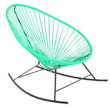 Fauteuil à bascule ACAPULCO de Boqa avec structure noire, Turquoise