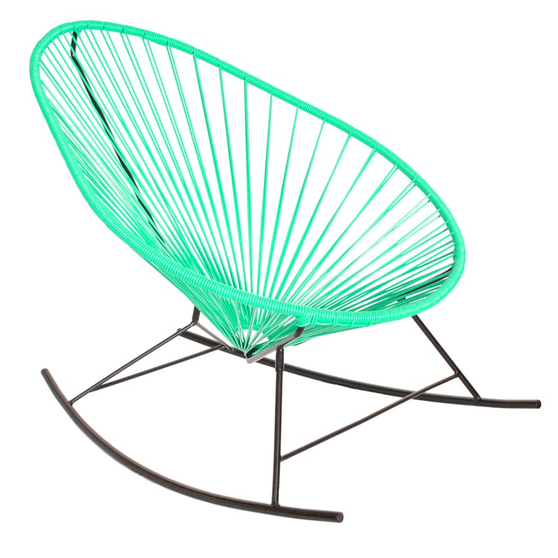 Fauteuil à bascule ACAPULCO de Boqa avec structure noire, Turquoise Fauteuil à bascule ACAPULCO de Boqa avec structure noire, Turquoise