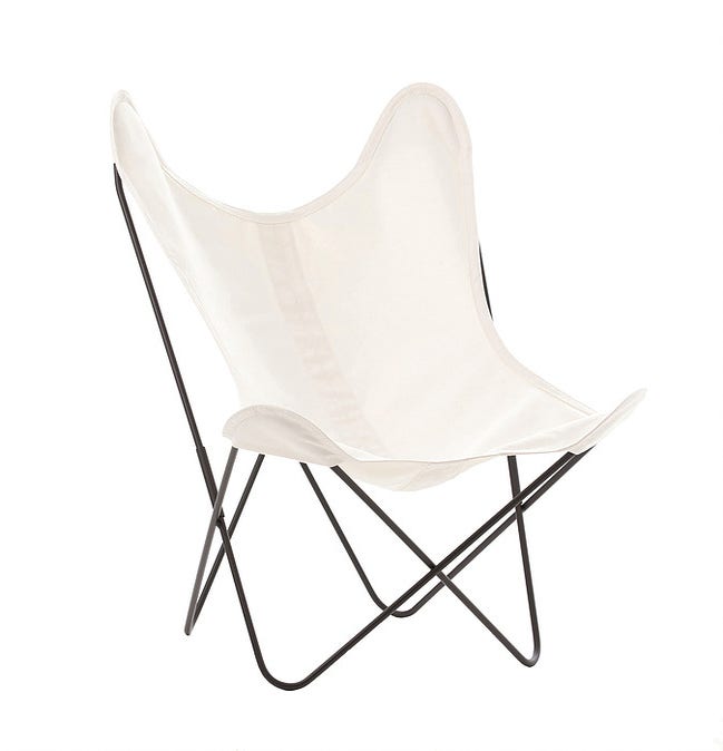 Fauteuil AA Coton de Airborne, Structure noir, Toile blanc naturel