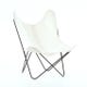 Fauteuil AA Coton, Structure noir, Toile blanc optique