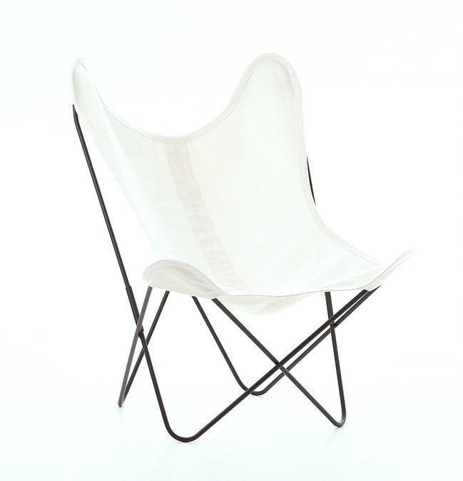 Fauteuil AA Coton de Airborne, Structure noir, Toile blanc optique