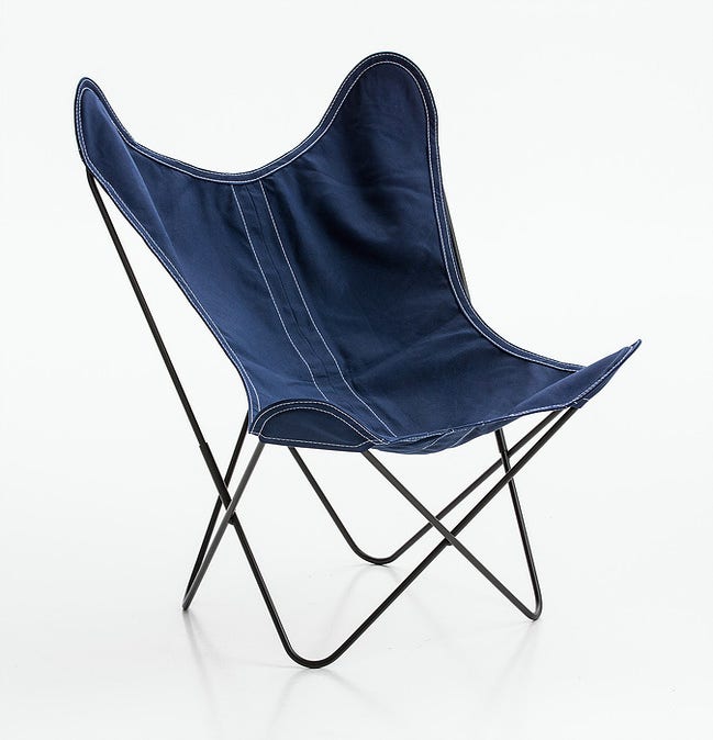 Fauteuil AA Coton de Airborne, Structure noir, Toile bleu marine