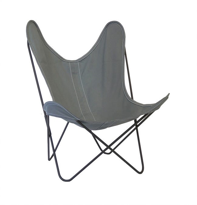 Fauteuil AA Coton de Airborne, Structure noir, Toile gris