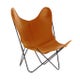 Fauteuil AA, Structure acier thermolaqué noir, Cuir Buffalo, Fauve