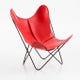 Fauteuil AA de Airborne, Structure acier thermolaqué noir, Cuir Buffalo, Rouge