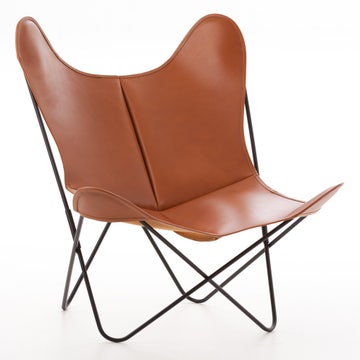 Fauteuil AA de Airborne, Structure noire, Cuir classique, Fauve