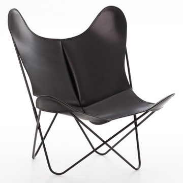 Fauteuil AA de Airborne, Structure noire, Cuir classique, Noir