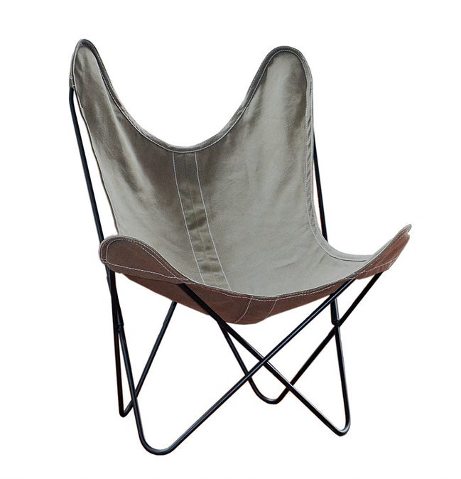 Fauteuil AA de Airborne, Structure acier thermolaqué noir et lin, Safari