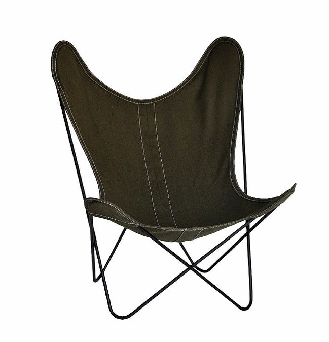 Fauteuil AA de Airborne, Structure acier thermolaqué noir et lin, Vert anglais