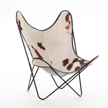 Fauteuil AA de Airborne, Structure acier thermolaqué noir, Peau de vache