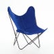 Fauteuil AA Coton, Structure noir, Toile bleu outremer