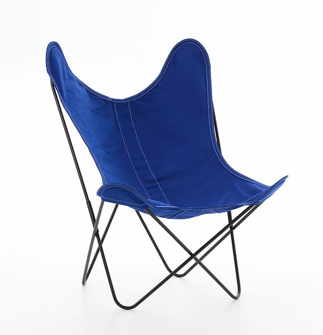 Fauteuil AA Coton de Airborne, Structure noir, Toile bleu outremer