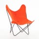 Fauteuil AA Coton, Structure noir, Toile orange
