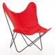 Fauteuil AA Coton, Structure noir, Toile rouge