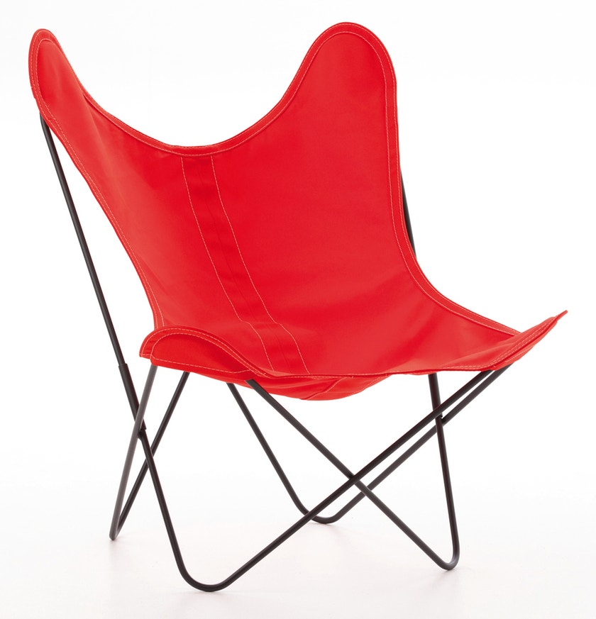 Fauteuil AA Coton de Airborne, Structure noir, Toile rouge