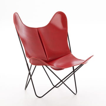 Fauteuil AA de Airborne, Structure noire, Cuir classique, Rouge