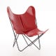 Fauteuil AA de Airborne, Structure noire, Cuir classique, Rouge