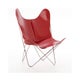 Fauteuil AA, Structure Inox marin, Cuir Buffalo, Rouge