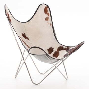 Fauteuil AA de Airborne, Structure inox marin, Peau de vache