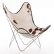 Fauteuil AA, Structure inox marin, Peau de vache
