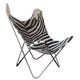 Fauteuil AA de Airborne, Structure inox marin, Peau de vache zébrée