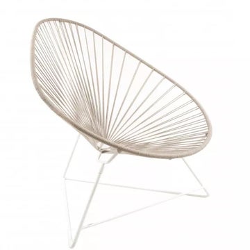 Fauteuil ACAPULCO de Boqa, Avec structure blanche, Lin