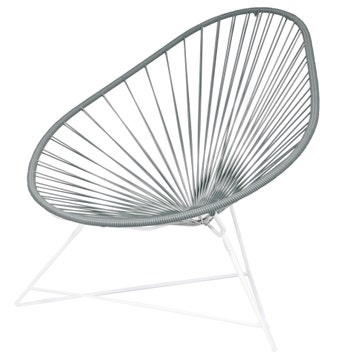Fauteuil ACAPULCO de Boqa, Avec structure blanche, Gris