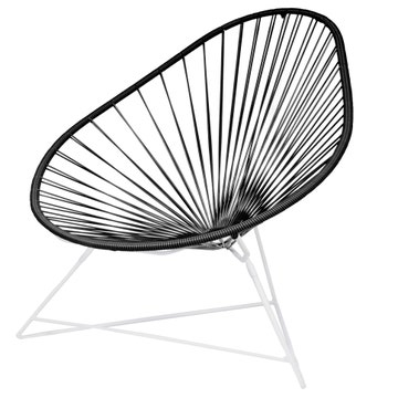 Fauteuil ACAPULCO de Boqa, Avec structure blanche, Noir