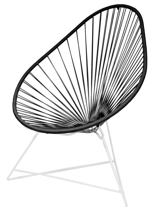 Fauteuil ACAPULCO de Boqa, Avec structure blanche, Noir Fauteuil ACAPULCO de Boqa, Avec structure blanche, Noir