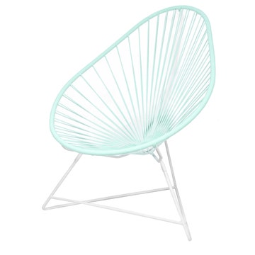 Fauteuil ACAPULCO de Boqa, Avec structure blanche, Vert d'eau