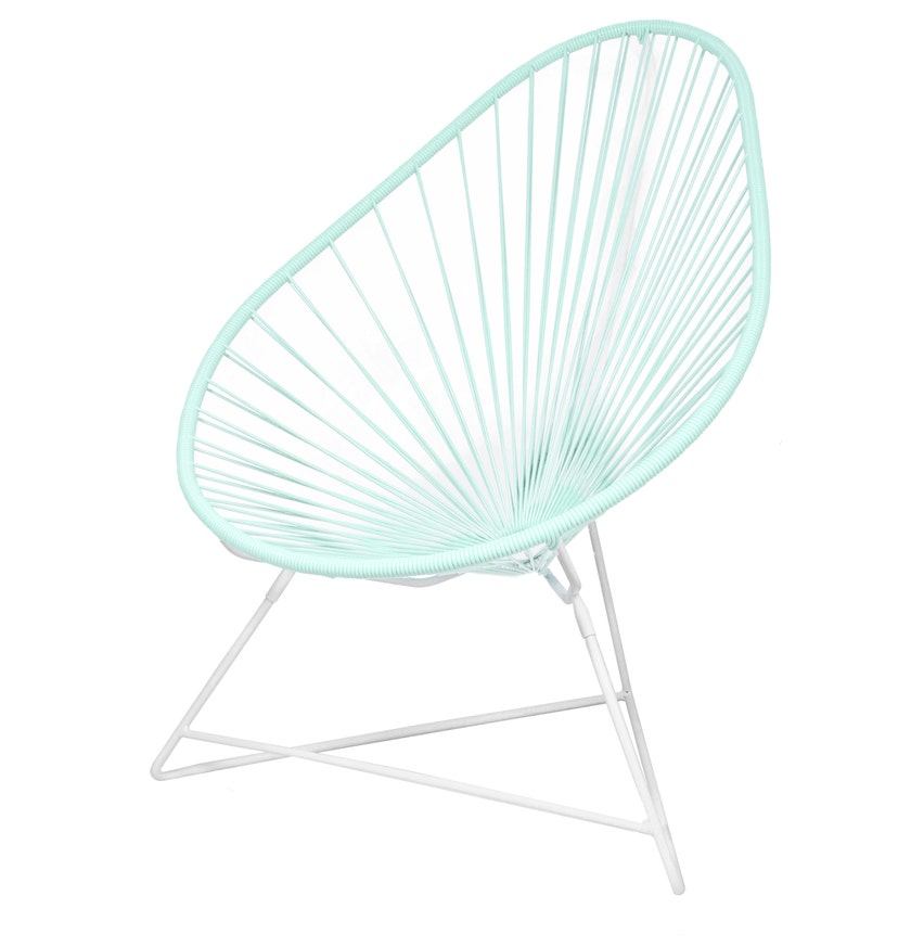 Fauteuil ACAPULCO de Boqa, Avec structure blanche, Vert d'eau