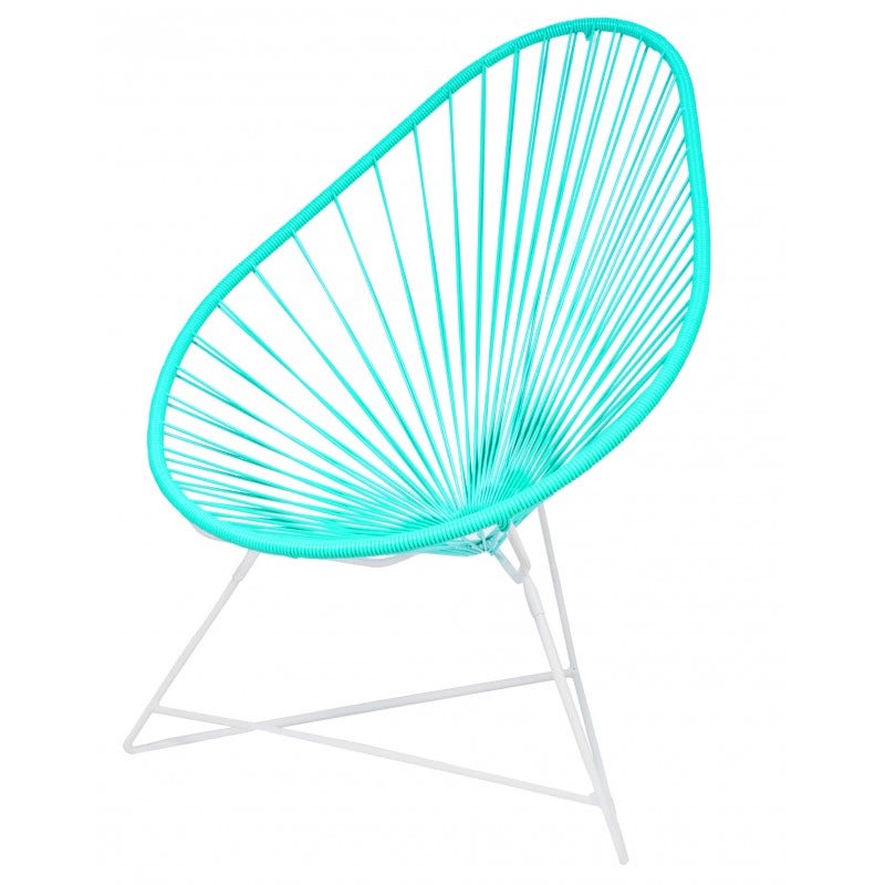 Fauteuil ACAPULCO de Boqa, Avec structure blanche, Turquoise Fauteuil ACAPULCO de Boqa, Avec structure blanche, Turquoise