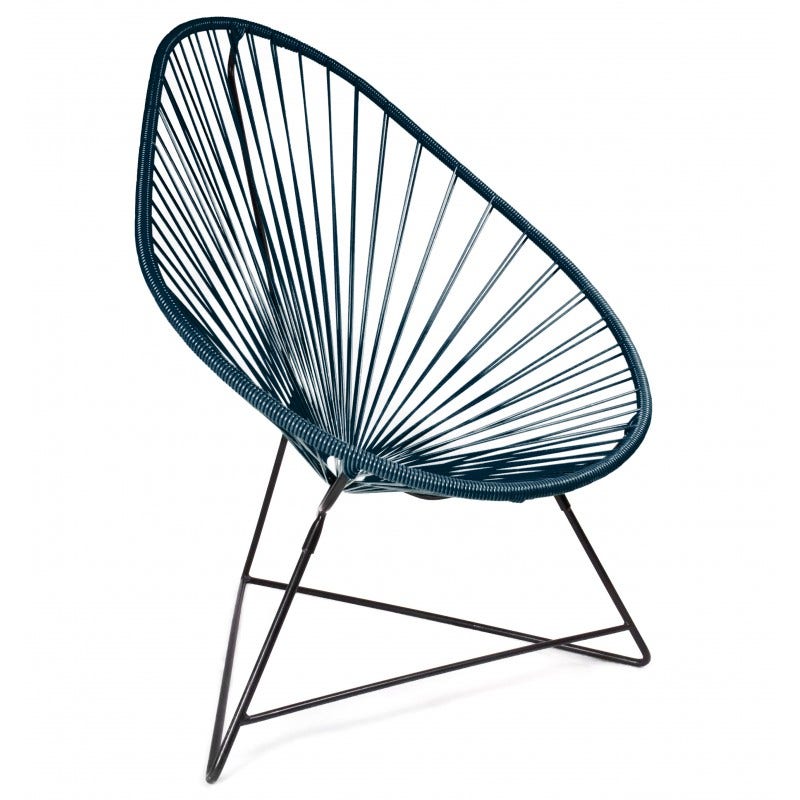 Fauteuil ACAPULCO de Boqa avec structure noire, Bleu océan Fauteuil ACAPULCO de Boqa avec structure noire, Bleu océan