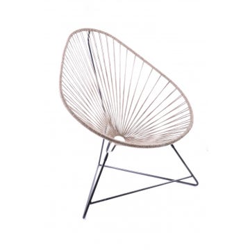 Fauteuil ACAPULCO de Boqa avec structure noire, Lin