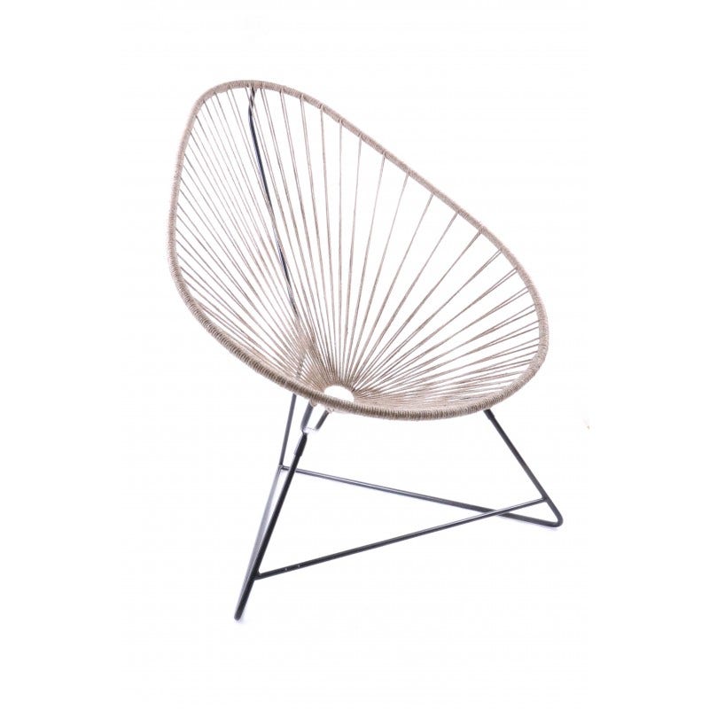 Fauteuil ACAPULCO de Boqa avec structure noire, Lin Fauteuil ACAPULCO de Boqa avec structure noire, Lin