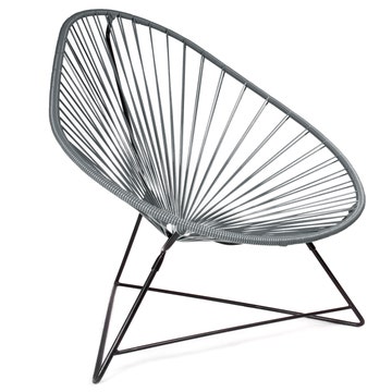 Fauteuil ACAPULCO de Boqa avec structure noire, Gris