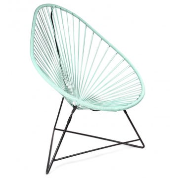 Fauteuil ACAPULCO de Boqa avec structure noire, Vert d'eau