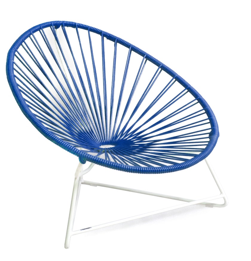 Fauteuil ACAPULCO ENFANT de Boqa avec structure blanche, Bleu nuit