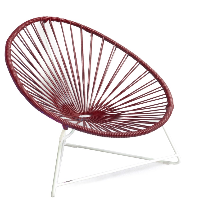 Fauteuil ACAPULCO ENFANT de Boqa avec structure blanche, Bordeaux