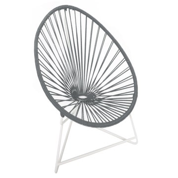Fauteuil ACAPULCO ENFANT de Boqa avec structure blanche, Gris