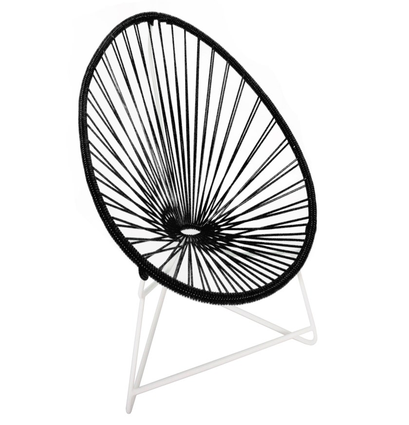 Fauteuil ACAPULCO ENFANT de Boqa avec structure blanche, Noir d'aniline