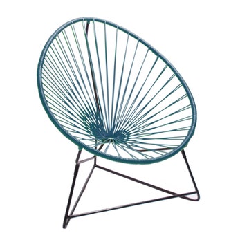 Fauteuil ACAPULCO ENFANT de Boqa avec structure noire, Bleu océan