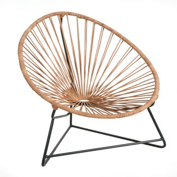 Fauteuil ACAPULCO ENFANT de Boqa avec structure noire, Cuir naturel