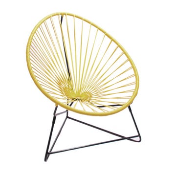 Fauteuil ACAPULCO ENFANT de Boqa avec structure noire, Jaune moutarde