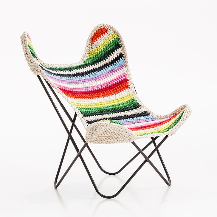 Fauteuil enfant BB by Anne-Claire Petit de Airborne, Structure acier thermolaqué noir, Rayée Fauteuil enfant BB by Anne-Claire Petit de Airborne, Structure acier thermolaqué noir, Rayée