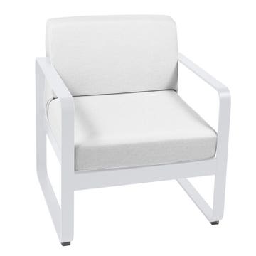 Fauteuil BELLEVIE de Fermob, Coussin blanc grisé, Blanc coton