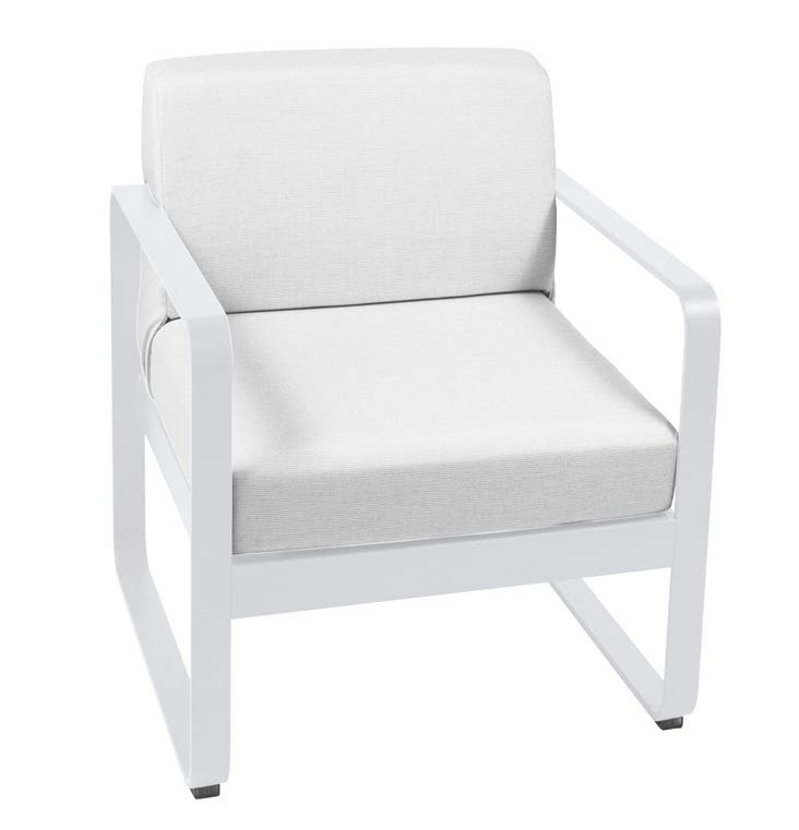 Fauteuil BELLEVIE de Fermob, Coussin blanc grisé, Blanc coton